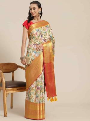 Silk Land  Multicolored Embellished Art Silk Saree  1
