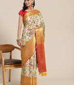 Silk Land  Multicolored Embellished Art Silk Saree 
