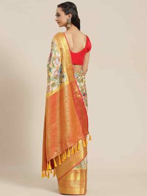 Silk Land  Multicolored Embellished Art Silk Saree  2