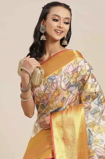 Silk Land  Multicolored Embellished Art Silk Saree 