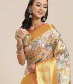 Silk Land  Multicolored Embellished Art Silk Saree 