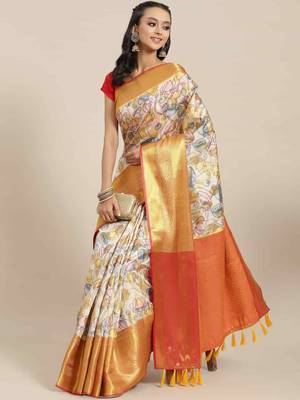 Silk Land  Multicolored Embellished Art Silk Saree  2