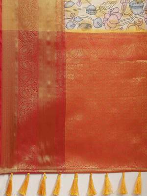 Silk Land  Multicolored Embellished Art Silk Saree  5