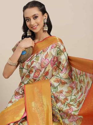 Silk Land  Multicolored Embellished Art Silk Saree  1
