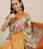 Silk Land  Multicolored Embellished Art Silk Saree 