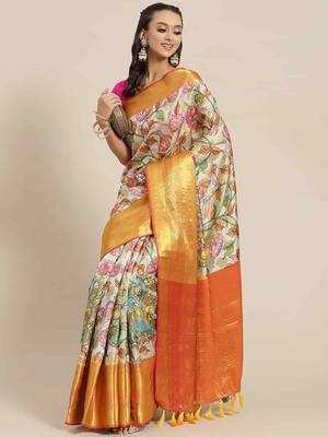 Silk Land  Multicolored Embellished Art Silk Saree  2