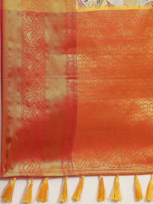 Silk Land  Multicolored Embellished Art Silk Saree  5