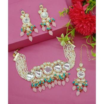 Indian Gold Plated Kundan Bridal Choker Fashion Ethnic Necklace Jewellery Set For Women 1
