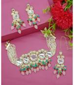 Indian Gold Plated Kundan Bridal Choker Fashion Ethnic Necklace Jewellery Set For Women