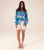 Blue azure floral printed shirt
