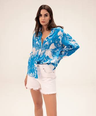 Blue azure floral printed shirt 2