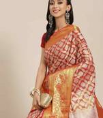 Silk Land  Red  Woven Design Brocade Saree 