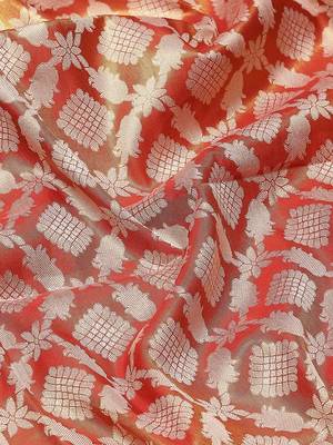 Silk Land  Red  Woven Design Brocade Saree  3