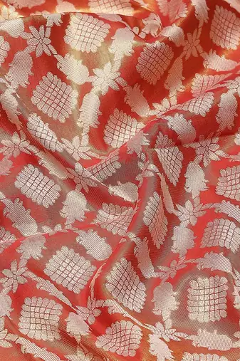 Silk Land  Red  Woven Design Brocade Saree 