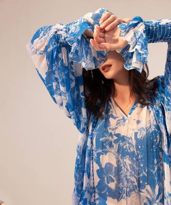 Blue azure floral printed top 2