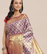 Silk Land  Purple  Woven Design Brocade Saree 