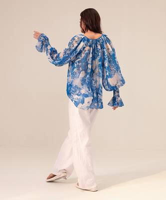 Blue azure floral printed top 4
