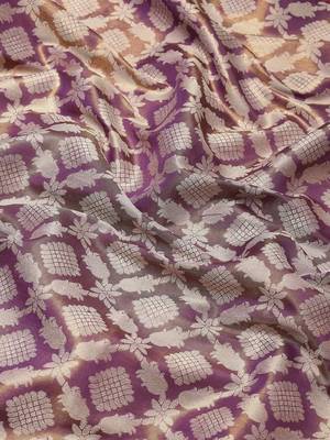 Silk Land  Purple  Woven Design Brocade Saree  3