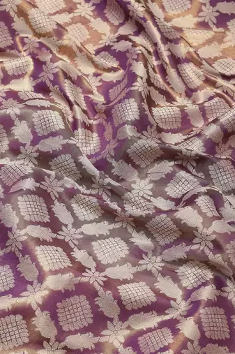 Silk Land  Purple  Woven Design Brocade Saree 