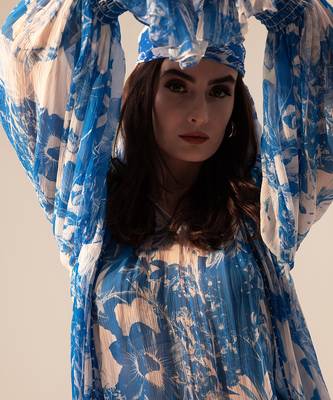 Blue azure floral printed top 5