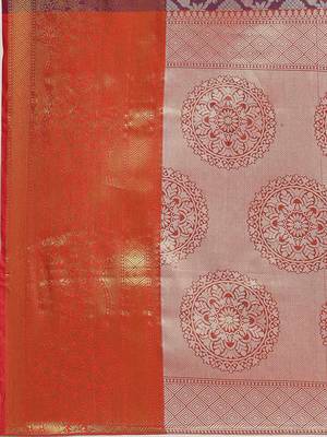 Silk Land  Purple  Woven Design Brocade Saree  5