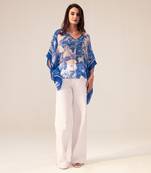 Blue azure floral printed kaftan top