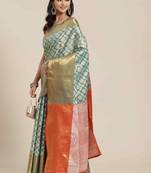 Silk Land  Teal  Woven Design Brocade Saree 