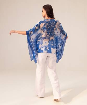 Blue azure floral printed kaftan top 3