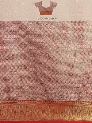 Silk Land  Teal  Woven Design Brocade Saree  4