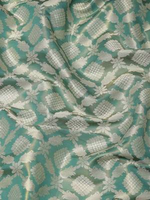 Silk Land  Teal  Woven Design Brocade Saree  5