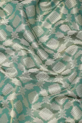 Silk Land  Teal  Woven Design Brocade Saree 