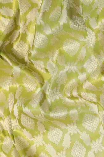 Silk Land  Lime Green  Woven Design Brocade Saree 