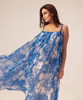 Blue azure floral printed cami dress 2