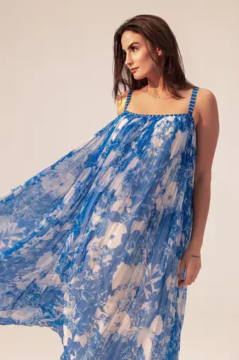 Blue azure floral printed cami dress