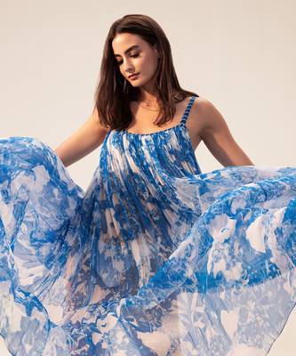 Blue azure floral printed cami dress 3