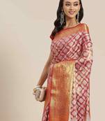 Silk Land  Pink  Woven Design Brocade Saree 