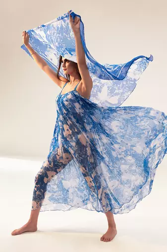 Blue azure floral printed cami dress