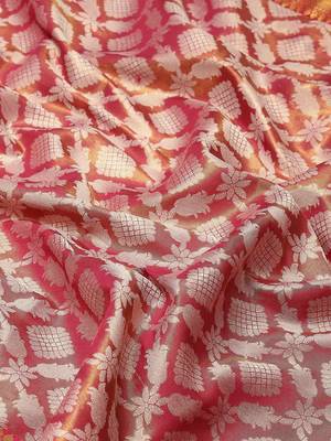 Silk Land  Pink  Woven Design Brocade Saree  3