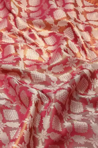 Silk Land  Pink  Woven Design Brocade Saree 