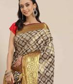Silk Land  Black  Woven Design Brocade Saree 