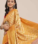 Silk Land  Mustard  Woven Design Brocade Saree 