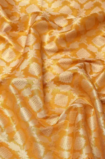 Silk Land  Mustard  Woven Design Brocade Saree 
