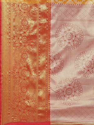 Silk Land  Mustard  Woven Design Brocade Saree  5