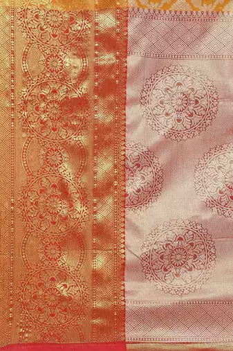 Silk Land  Mustard  Woven Design Brocade Saree 