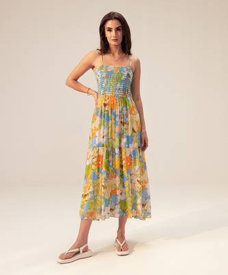 Light blue iris floral printed cami dress 1