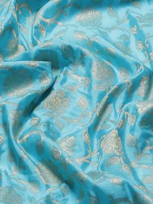 Silk Land  teal  woven design art silk saree  3