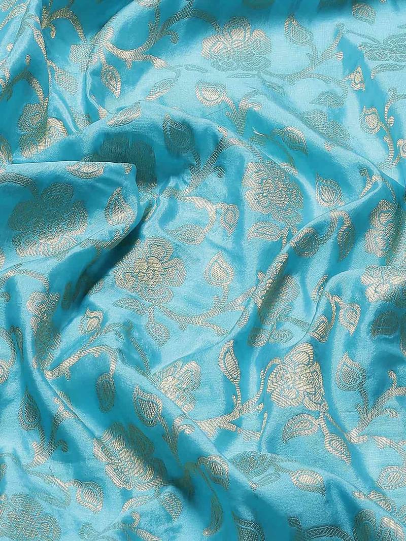 Silk Land  teal  woven design art silk saree 