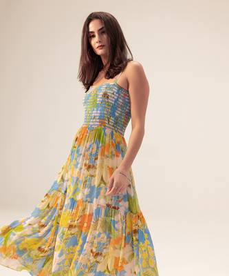Light blue iris floral printed cami dress 5