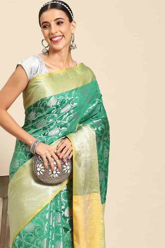 Silk Land  Green  Woven Design Art Silk Saree 