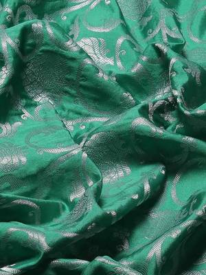Silk Land  Green  Woven Design Art Silk Saree  3